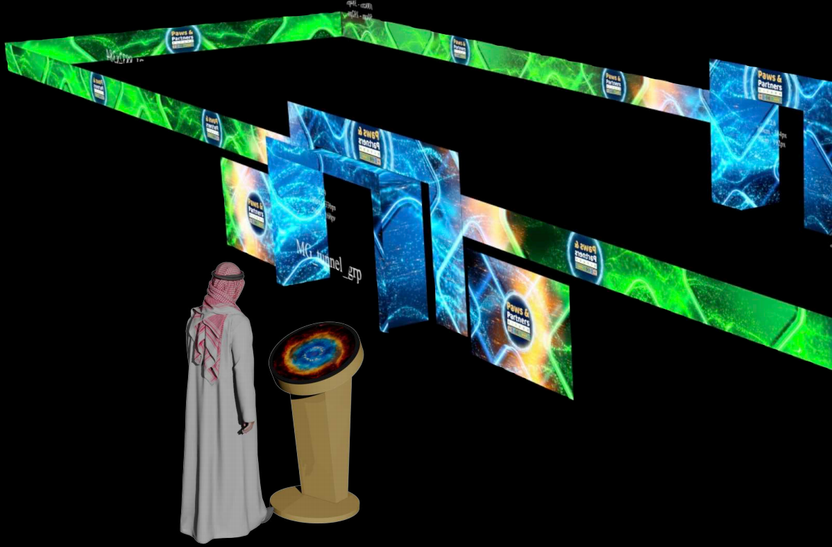 Technical visualisation of the LED layout and interactive table.